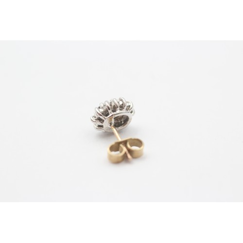 9 - 9ct Gold Diamond & Sapphire Stud Earrings (1.9g)