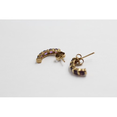 10 - 2 X 9ct Gold Amethyst Earrings (2.8g)