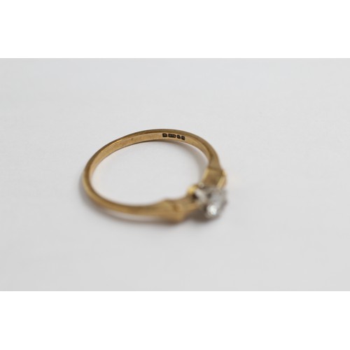 13 - 9ct Gold Round Brilliant Cut Diamond Single Stone Ring (1.8g)- Size O