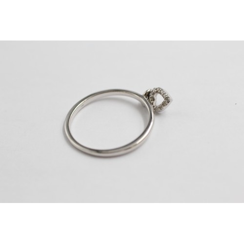 14 - 9ct White Gold Diamond Heart Ring (2.7g)- Size O
