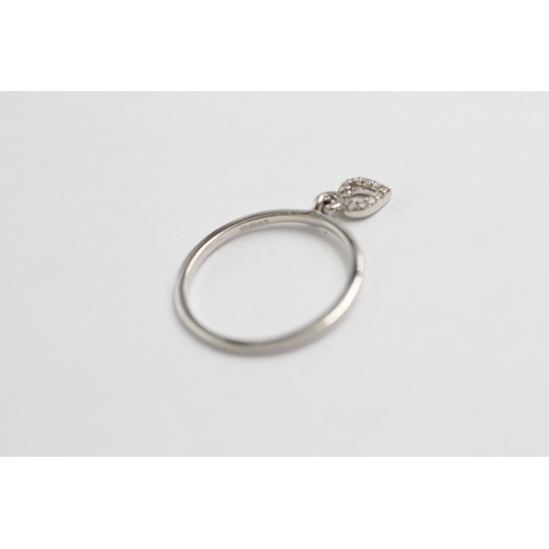 14 - 9ct White Gold Diamond Heart Ring (2.7g)- Size O