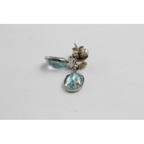 15 - 3 X 9ct Gold Blue Topaz Earrings (4.1g)