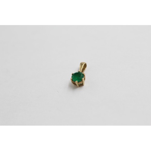 18 - 3 X 9ct Gold Diamond, Synthetic Emerald & Rock Quartz Pendants (1.3g)