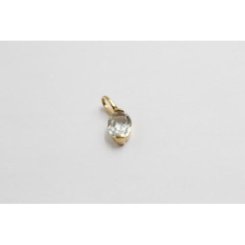 18 - 3 X 9ct Gold Diamond, Synthetic Emerald & Rock Quartz Pendants (1.3g)