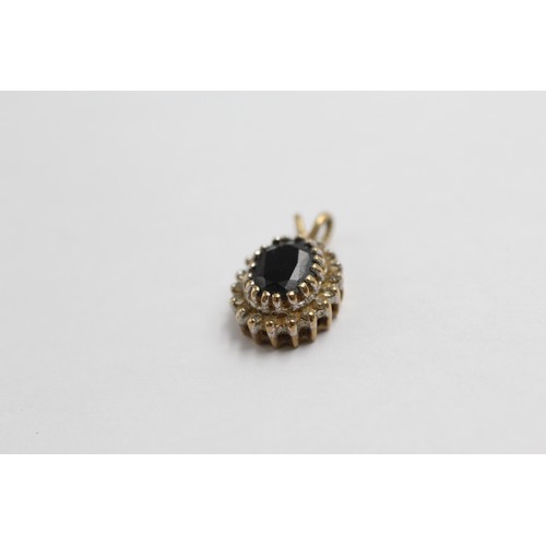 21 - 3 X 9ct Gold Gemstone Pendants Inc. Diamond, Amethyst, Blue John & Sapphire (3.5g)