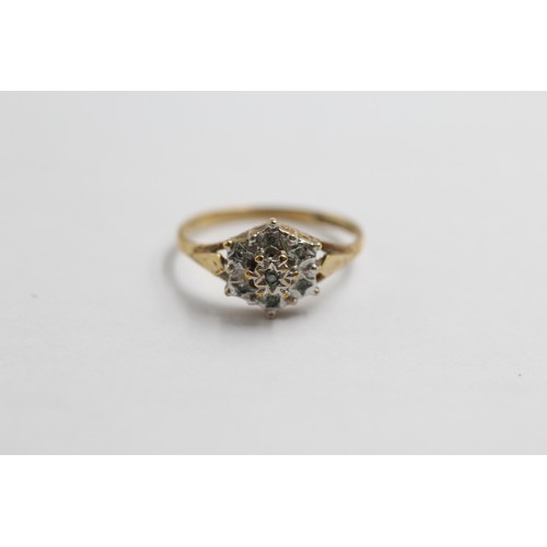 22 - 9ct Gold Diamond Floral Cluster Ring (1.6g)- Size K