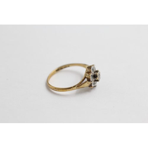 22 - 9ct Gold Diamond Floral Cluster Ring (1.6g)- Size K