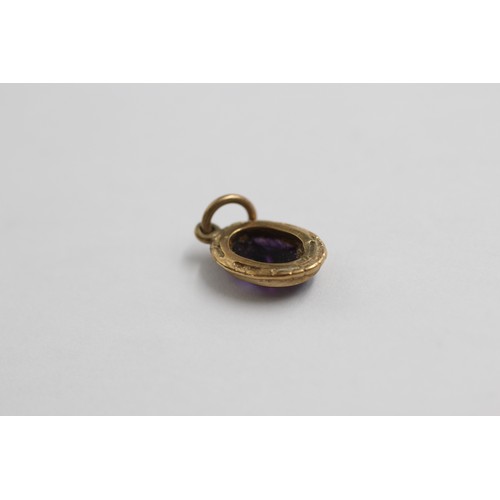 21 - 3 X 9ct Gold Gemstone Pendants Inc. Diamond, Amethyst, Blue John & Sapphire (3.5g)