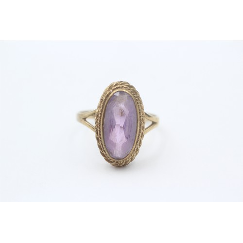 25 - 9ct Gold Amethyst Single Stone Ring With Split Shank (3.3g)