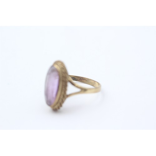 25 - 9ct Gold Amethyst Single Stone Ring With Split Shank (3.3g)