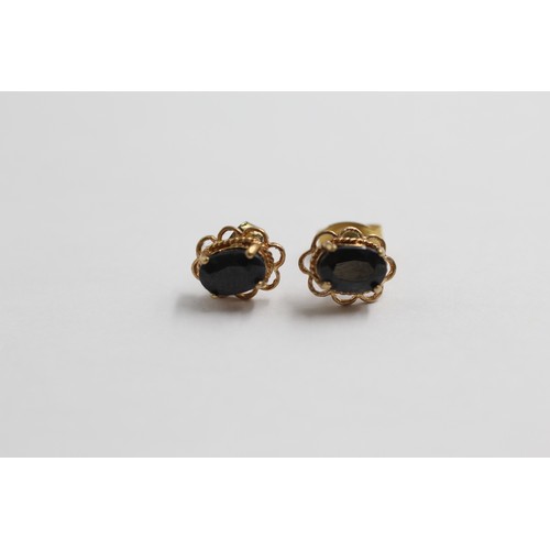 27 - 2 X 9ct Gold Diamond & Sapphire Earrings (2.1g)