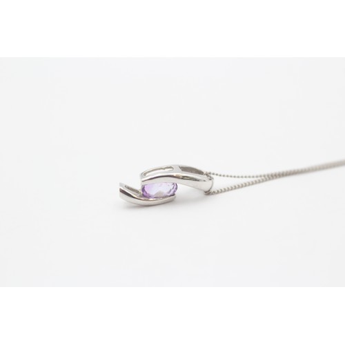 40 - 9ct White Gold Amethyst Pendant Necklace (1.4g)