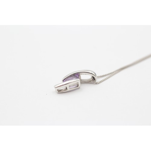40 - 9ct White Gold Amethyst Pendant Necklace (1.4g)