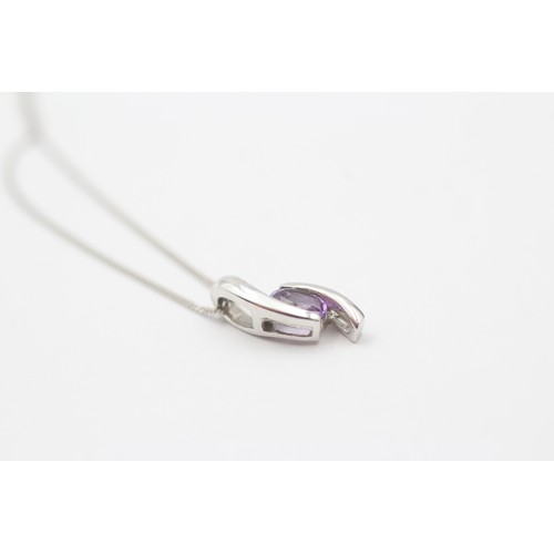 40 - 9ct White Gold Amethyst Pendant Necklace (1.4g)