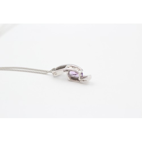 40 - 9ct White Gold Amethyst Pendant Necklace (1.4g)
