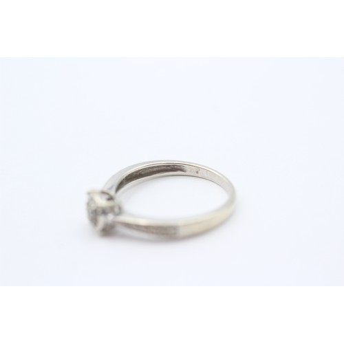 41 - 9ct White Gold Diamond Halo Ring With Diamond Shank (2.1g)- Size N