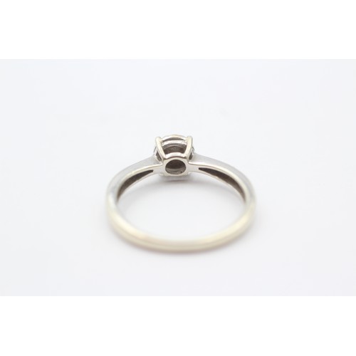 41 - 9ct White Gold Diamond Halo Ring With Diamond Shank (2.1g)- Size N