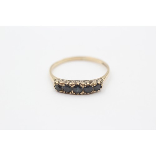 44 - 9ct Gold Sapphire Five Stone Ring (1.5g)- Size Q