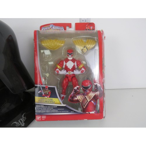 127 - DARTH VADER RADIO AND CASETTE, BB8 TOY WITH VOICE CONTROL AND POWER RANGERS BOXED ACTION AND STAR WA... 