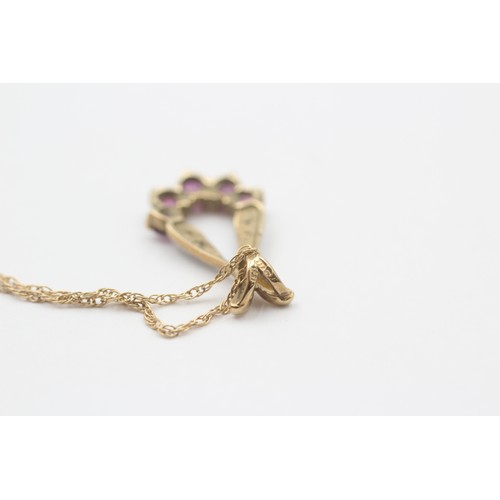 48 - 9ct Gold Diamond & Ruby Pendant Necklace (2g)