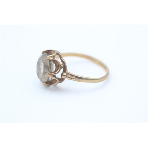 50 - 9ct Gold Smoky Quartz Single Stone Ring (2.2g)- Size P