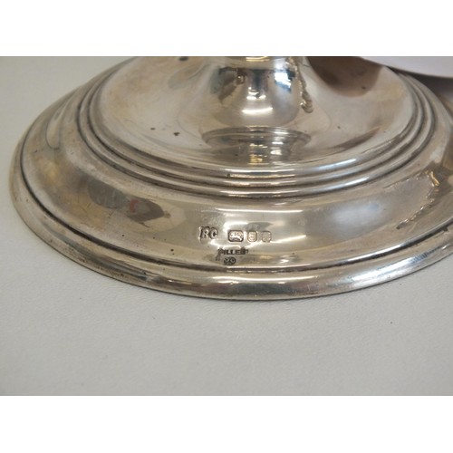 130 - A PAIR OF STERLING SILVER FILLED BASE CANDLESTICKS - LONDON HALLMARKS, RICHARD COMYNS c1978, Height ... 