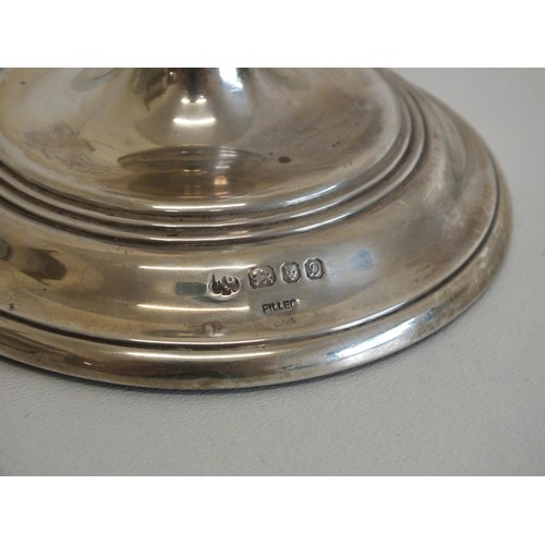 130 - A PAIR OF STERLING SILVER FILLED BASE CANDLESTICKS - LONDON HALLMARKS, RICHARD COMYNS c1978, Height ... 