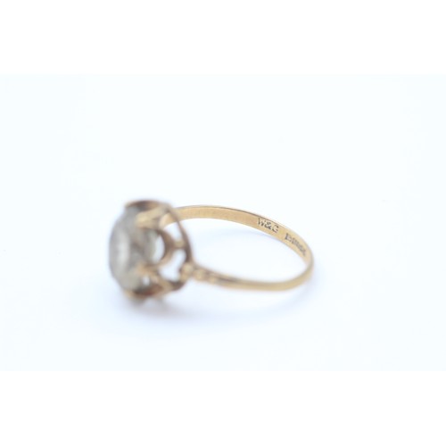 50 - 9ct Gold Smoky Quartz Single Stone Ring (2.2g)- Size P