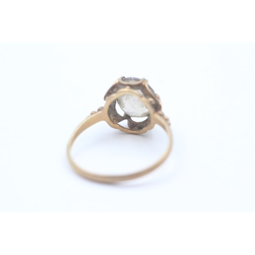 50 - 9ct Gold Smoky Quartz Single Stone Ring (2.2g)- Size P