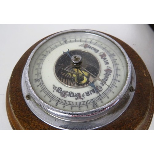 110 - THREE WOOD CASED WALL HANGING BAROMETERS