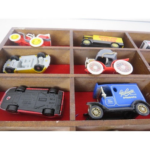 226 - 3 x WOOD DISPLAY BOXES WITH DIECAST CARS