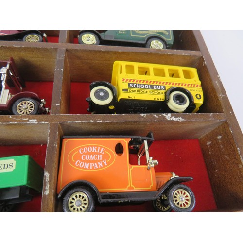 226 - 3 x WOOD DISPLAY BOXES WITH DIECAST CARS