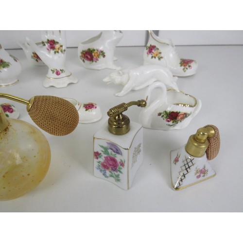 151 - COLLECTION OF COTTAGE ROSE CERAMICS AND PERFUME ATOMISERS