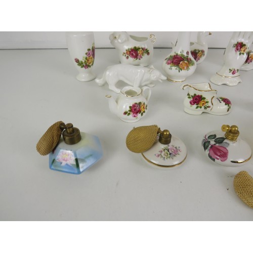 151 - COLLECTION OF COTTAGE ROSE CERAMICS AND PERFUME ATOMISERS