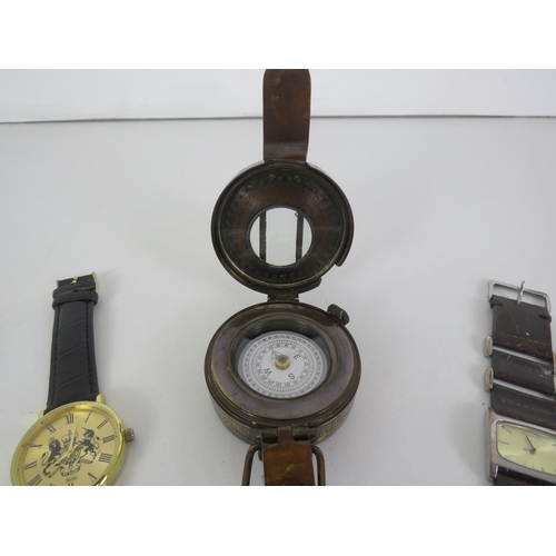 165 - FLOATING NAUTICAL COMPASS AND WATCHES INCLUDING CITIZEN BENCH LORUS