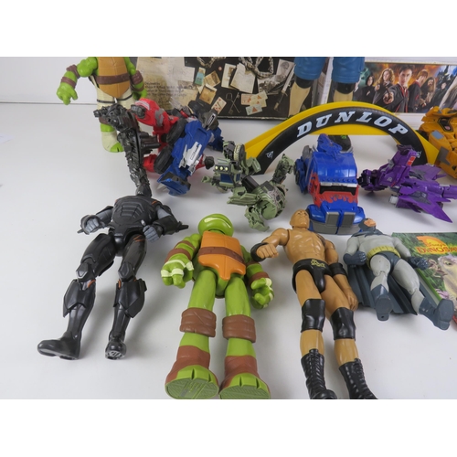 315 - BOX OF ACTION FIGURES TRANSFORMERS ETC