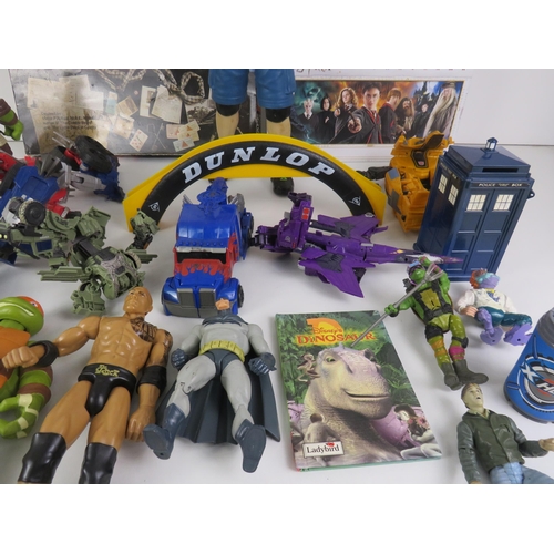 315 - BOX OF ACTION FIGURES TRANSFORMERS ETC