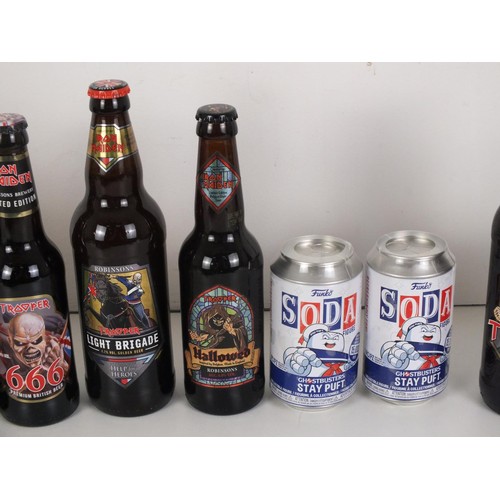 36 - 8 COLLECTABLE BOTTLES OF UNOPENED BEER &  ALES INCLUDES -  MOTORHEAD, TROOPER 666 and 2 FUNKS SODA G... 