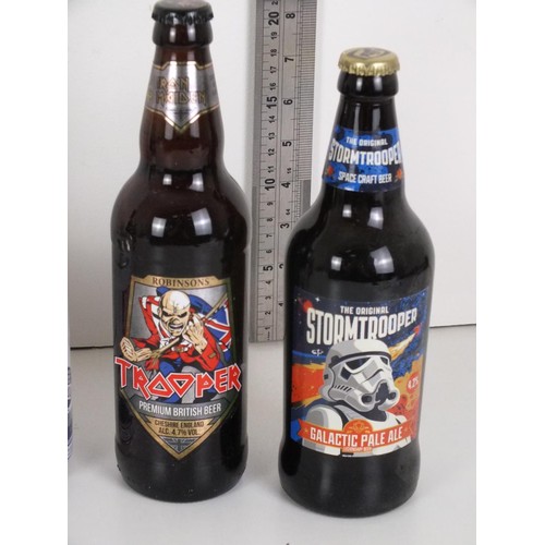 36 - 8 COLLECTABLE BOTTLES OF UNOPENED BEER &  ALES INCLUDES -  MOTORHEAD, TROOPER 666 and 2 FUNKS SODA G... 