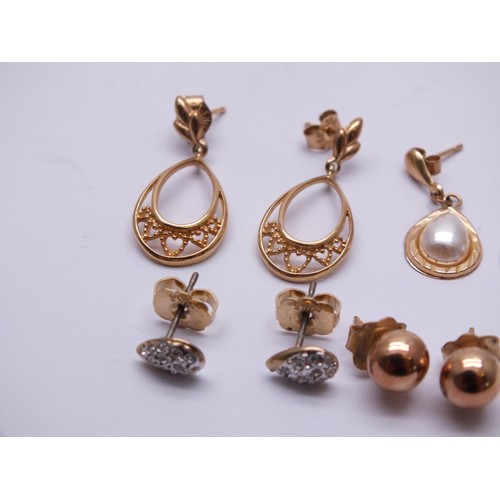 53 - 5 PAIRS OF EARRINGS INCLUDES 3 x 9ct GOLD HALLMARKED PAIRS