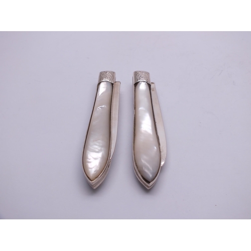 65 - 2x  STERLING SILVER & MOTHER OF PEARL FRUIT KNIVES