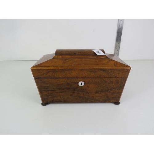 184 - WOODEN TEA CADDY WITH 2 LIDDED COMPARTMENTS & GLASS MIXING BOWL - H19cm x W16cm x L31cm