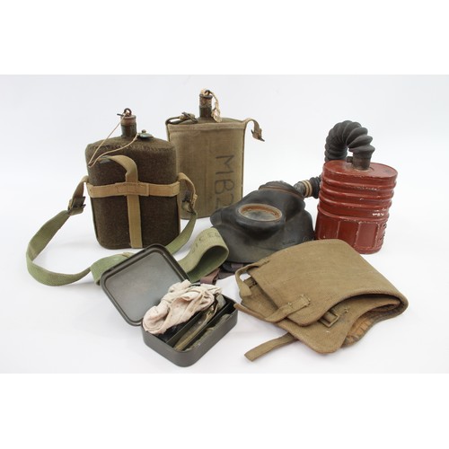 419 - Six Military items includes Gas masks, Water Bottles, Canvas Bag etc