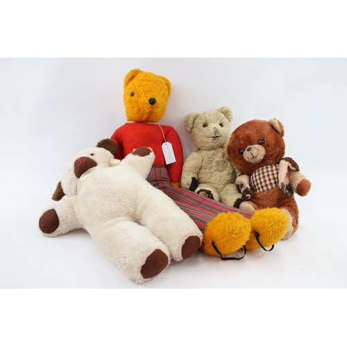 421 - 4 x Assorted Vintage TEDDY BEARS Inc Roan Toys, Glass Eyes Etc