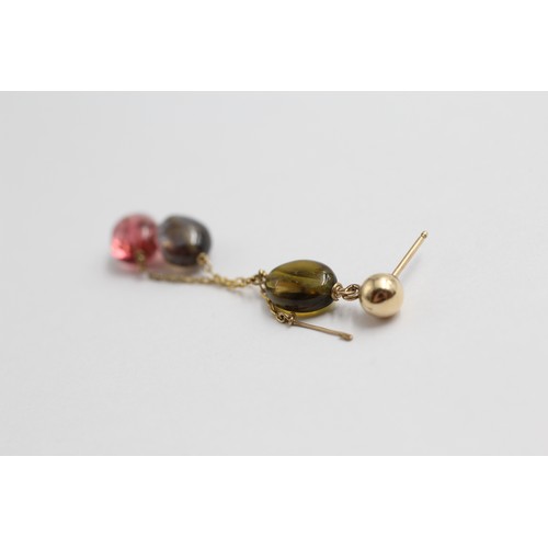 432 - 9ct gold art glass drop earrings (4.2g)