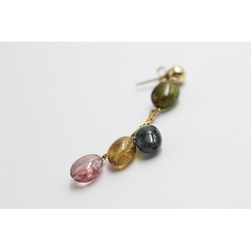 432 - 9ct gold art glass drop earrings (4.2g)