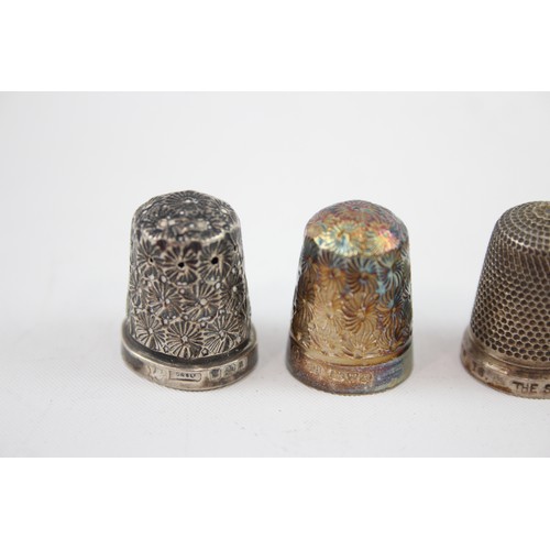 467 - 6 x Antique / Vintage .925 STERLING SILVER Thimbles Inc Charles Horner Etc (26g)