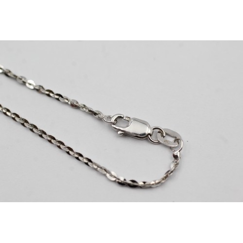 470 - 9ct white gold diamond twist pendant on chain (3.3g)