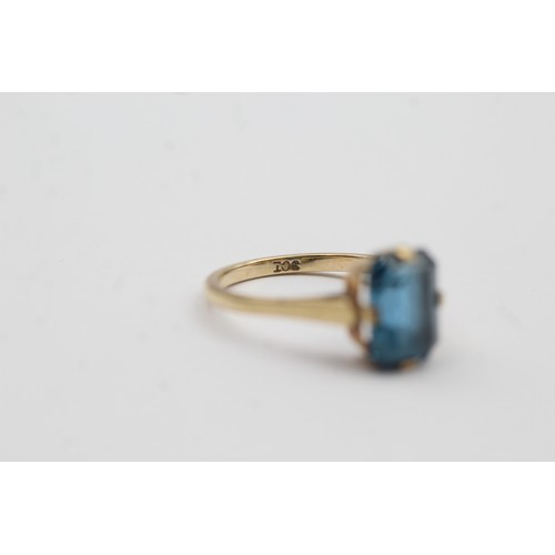 480 - 9ct gold vintage blue paste statement ring (2.5g)- SIZE O