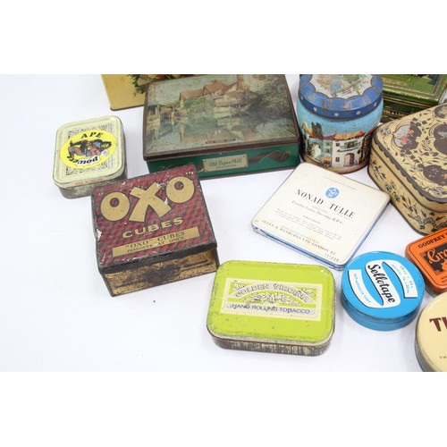 483 - 30 x Assorted Vintage ADVERTISING TINS Inc Bisto, OXO, Sellotape Etc